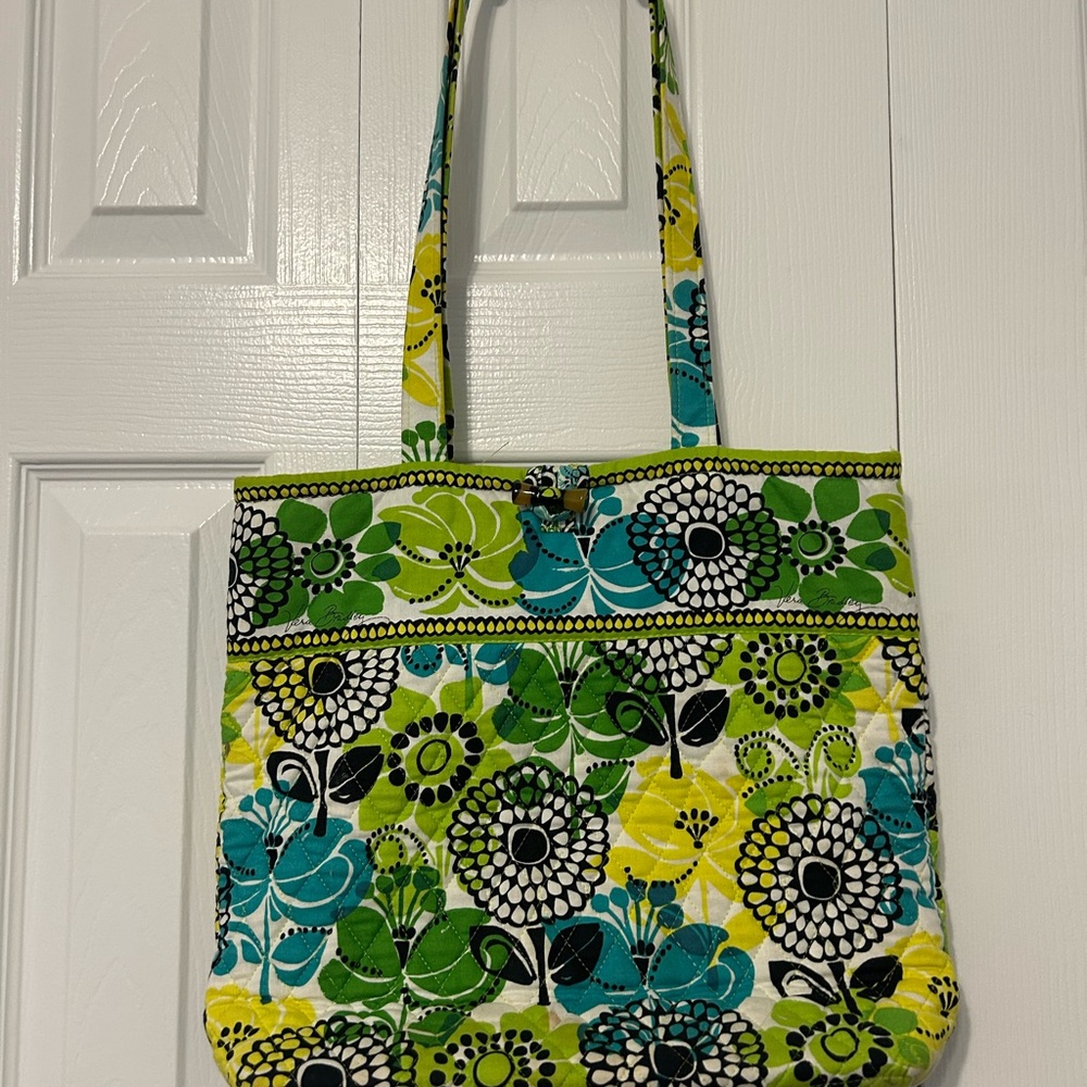 Vera Bradley Floral Tote Bag in Green, Blue, and Yellow